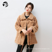 Women Casual Lapel collar winter teddy faux fur coats woman jacket and coats